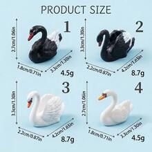 4pcs Swan Figurine, 4pcs Hand-Painted Miniature Swan Ornaments, Animal Statue For Miniature Garden, Terrarium, Bonsai Scene, Shelf, Desk And Home Decor - 4pcs Set - View 10