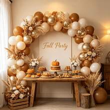 55pcs Vintage Gold Brown Cream Balloon Set, With 12-Inch Gold Sequin Foil And Latex Balloons, Suitable For Wedding, Gender Reveal, Baby Shower, Birthday Party Decoration, Create Warm Party Atmosphere - View 3
