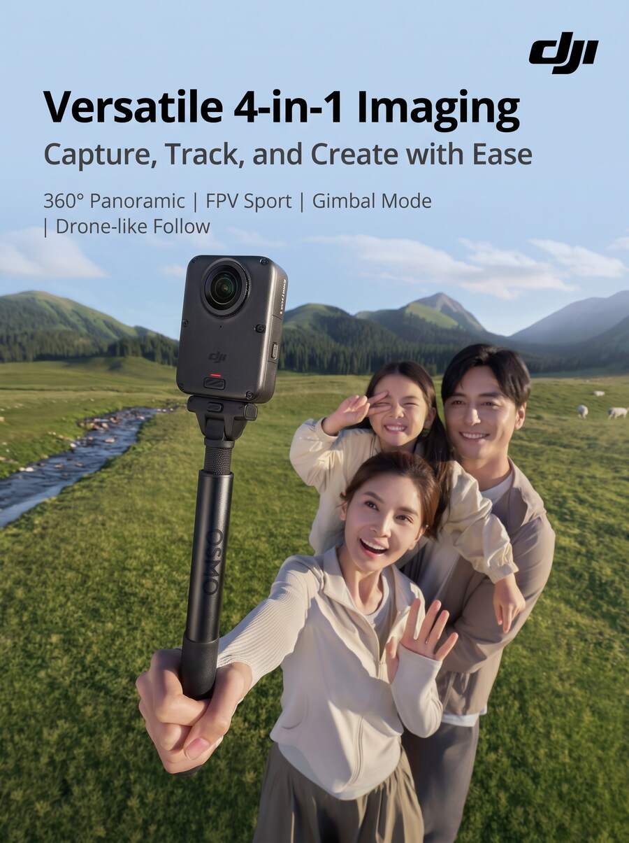 dji [Produk Baru] Kamera Panorama Osmo 360 Generasi ke-2 8K Definisi Tinggi Anti Guncangan Tahan Air untuk Berkendara Sepeda Motor, Menyelam, Ski, Perjalanan, Kamera Genggam Portabel untuk Vlog OSM0 360 II (Baru, Hanya Diaktifkan)