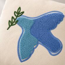 1pc Christmas Tufted Embroidery Pillow Case, 18x18 Inch Soft Plush HO HO HO Reindeer Holiday Cushion Cover, Festive Winter Home Decor, Suitable For Sofa Bed, Hidden Zipper, Without Insert - Beige - View 10