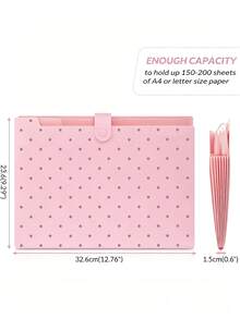 Polka Dot Pattern 8-Pocket Expanding File Folder With Colorful Labels, Accordion-Style Paper Organizer Box, Portable Expandable Bill And Receipt Holder, A4 Letter Size Document Storage, Suitable For Home, School And Office Supplies - Multicolor - View 3