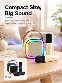 AXNEN Mini Portable Karaoke Machine, Bluetooth 5.3 Wireless Speaker With 2 Wireless Microphones, Colorful RGB Lights, Voice Effects And Vocal Removal, Supports TF Card/AUX/USB Playback, 5W Speaker For Home Karaoke, Parties And Gifts - View 7