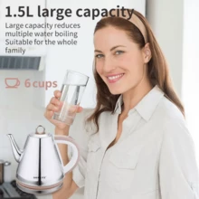 SOKANY Stainless Steel Electric Kettle, 1.5L Large Capacity 1100W Fast Boiling Kettle, 360° Rotating Base, Anti-Drip Spout, Easy To Clean, Suitable For Home Kitchen Office - Apricot - View 4