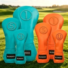 1 buah Sarung Kepala Stik Golf Minimalis Kreatif untuk Driver, 3 Wood, 5 Wood, Hybrid, Bordir 3D PU, Sarung Stik Golf Universal - MultiWarna - View 2