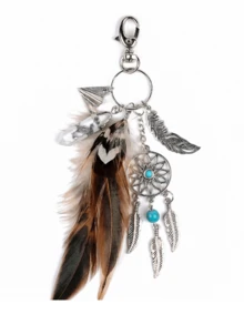 Dream Catcher Keychain, Boho Feather Yin Yang Tai Chi Key Ring, Cute Bag Charm, Backpack Pendant, Purse Decoration, Gift For Women - Multicolor - View 12