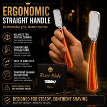 Professional Wooden Handle Foldable Shavette Razor Kit For Men, Ergonomic Balanced Grip Straight Shaving Razor, Easy Quick Blade Replacement, 1 Razor With 100 Premium Stainless Single Edge Blades, Precise Beard Neckline Edging Tool For Barbershop & H - Multi-color - View 2