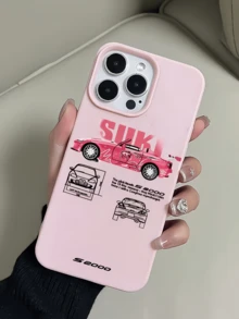 1 قطعة بطانية هاتف TPU مقاوم للسقوط بتغطية كاملة مع رسم سيارة سباق معدلة باللون الوردي بتصميم بسيط مخصص متوافق مع أبل 18 17 16 15 14 13 12 11 برو ماكس غلاف واقي إير - متعدد الألوان - مشاهدة 3