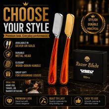 Professional Wooden Handle Foldable Shavette Razor Kit For Men, Ergonomic Balanced Grip Straight Shaving Razor, Easy Quick Blade Replacement, 1 Razor With 100 Premium Stainless Single Edge Blades, Precise Beard Neckline Edging Tool For Barbershop & H - Multi-color - View 6