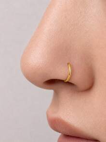 1pc 925 Sterling Silver Nose Ring 5-9mm Multiple Sizes Hypoallergenic Nose Piercing Septum & Cartilage Jewelry For Women Daily Wear & Gift - Gold - View 7