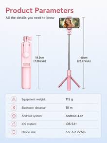 AXNEN 68cm/26.77in Extendable Selfie Stick Tripod With Wireless Bluetooth Remote, 360° Rotating Phone Holder, Portrait/Landscape Shooting, Foldable Anti-Slip Design, For Travel, Selfies, Vlog, Live Streaming And Video Recording - Multi-color - View 11