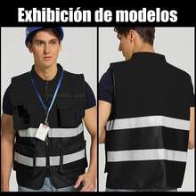 Reflective Safety Vest With Zipper And Pockets, Unisex, High-Visibility, Suitable For Construction Sites, Drivers, And Warehouse Work; Available In 3 Colors. - Black - View 5
