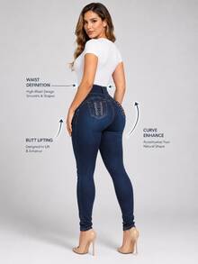Women's Colombian Skinny Jeans - Dark Wash - View 6