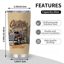 1/5pcs 20oz Stainless Steel Insulated Tumbler, Vintage Heavy Duty Truck Print, Leak-Proof Sealed Lid, Portable Insulated Cup, Suitable For Road Trips, Garage Work, Long Distance Driving, Daily Drinking - Heavy-duty Truck - View 10