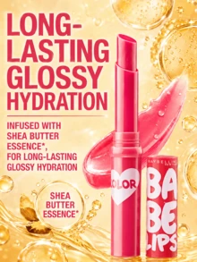 Maybelline Babylove Shine Lip Balm, 1,7g per buah, shade #01 Red Barbie. Tahan lama, berkilau, dan melembapkan; warna cerah dalam sekali oles; cocok untuk penggunaan sehari-hari dan semua warna kulit. - #01 Barbie Merah - View 9