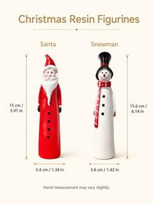 Santa Claus & Snowman Figurine, Resin Holiday Decor Set, Suitable For Fireplace, Mantel, Bookshelf, Living Room, Office Desktop Decoration, Winter Housewarming Gift Idea, Room Decor, Home Decor, Best Friend Gift, Christmas Decoration - Multicolor - View 5