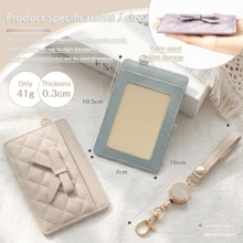 Cute Rhombus Pattern ID Badge Holder With 3D Bow, Retractable Lanyard Up To 35cm, Double-Sided Storage, Slim And Lightweight, Suitable For Employee ID/Transportation IC Card, Commuting/School Use, 4 Colors Available - Multicolor - View 3
