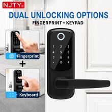 NJTY Smart Door Lock TT Lock Smart Door Lock WIFI Card APP Unlock Keyless Entry Fingerprint Door Lock With Keypad Digital Door Lock With Handle Suitable For Home Rental Office Hotel 4 AA Batteries Powered (Batteries Not Included) - Multicolor - View 2