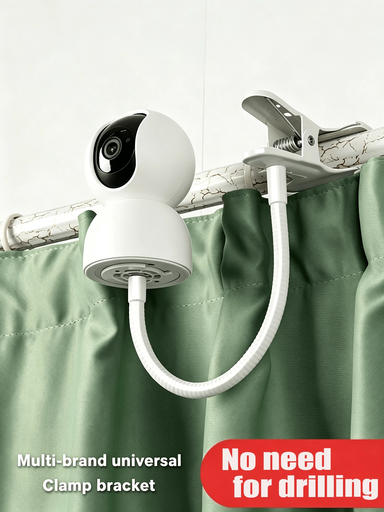 1pc Drill-Free Camera Mount, Heavy Duty Adjustable, Tool-Free Installation, Suitable For Security, Live Streaming, Home/Office, Compatible With DSLR Camera, Webcam, IP Camera, Can Be Installed On Ceiling, Desk, Bedside Table, Wall - View 1