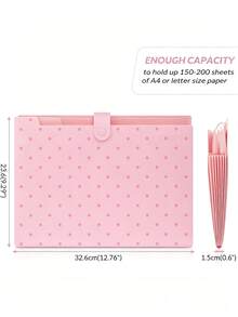 Polka Dot Pattern 8-Pocket Expanding File Folder, Accordion-Style Paper Organizer With Colorful Labels, Portable Expandable Bill & Receipt Holder, A4 Letter Size Document Storage, Suitable For Home, School And Office Supplies - Multicolor - View 3