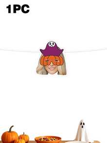 Custom Halloween Face Banner, Personalized Photo Face Cutout Banner With Pumpkin, Vampire, Bat & Mask Designs, Funny Halloween Party Decorations, Photo Backdrop & Wall Decor For Home, Parties & Events, Spooky Gift For Family & Friends 1/5/10/20pcs - Head Banner - View 15
