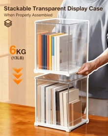 Transparent Acrylic Display Case With Dust Protection | Stackable Display Box For Figures, Books, 3D Puzzles & Miniature House Kits 25x24.9x31cm - 1PC - View 6