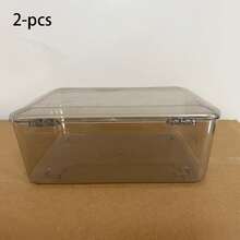 1pc Transparent Plastic Hair Accessory Storage Box With Hinged Lid, Dust-Proof Clear Organizer For Hair Ties, Hair Clips, Headbands And Small Jewelry - Multicolor - View 16