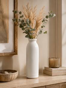 1pc White Vase, Minimalist Decorative Vase, Suitable For Tulips, Roses, Reed Grass, Dried Flowers And Green Plants, Elegant Home Decor, Suitable For Tabletop, Bookshelf, Mantel, Entryway, Bedroom, Perfect As Housewarming Gift - Selected Items - View 2