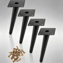 20‑Centimetre Tapered Slanted Metal Furniture Legs, Four‑Piece Set With Floor‑Protective Caps, Fitting For Multiple Indoor Furniture Units. - Black - View 1