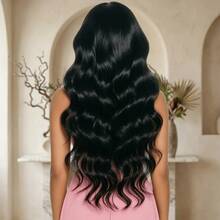 Peluca Frontal de Encaje HD 13x6 con Ondas Brasileñas, Pelucas de Cabello Humano con Encaje Frontal Transparente 13x4 para Mujeres, Línea de Cabello Natural Pre-arrancada, Nudos Decolorados, Cabello Virgen Sin Procesar, Densidad 200, Suave y Elástica, Peluca para Uso Diario - Natural Black - Ver 7