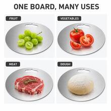 1pc High-Quality Stainless Steel Cutting Board, Durable And Mold-Resistant Cutting Surface, Essential Kitchen Tool For Home Cooks And Cooking Enthusiasts, Suitable For Cutting Meat, Bread, Vegetables And Fruits, Stainless Steel Chopping Board For Home Use - Silver - View 7