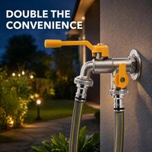 Two‑Way Outdoor Water Spigot, Dual‑Outlet Garden Faucet Tap, Independent Control Water Valve, Multi‑Purpose Water Splitter For Backyard Balcony Hose Connection - Multicolor - View 8