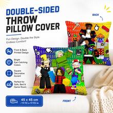 Roblox 3pcs Game Theme Pillow Covers, Modern Character Print Cushion Covers, Zipper Closure, Soft And Durable Fabric, Machine Washable, Suitable For Living Room, Game Room, Party, Room Decor, Home Decor, Cute Decoration - Roblo Boy Pillowcase - View 4