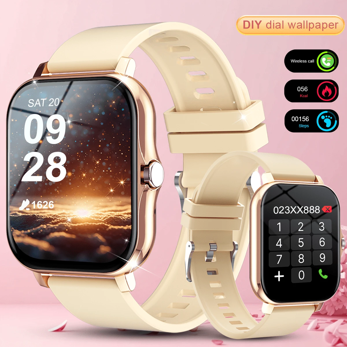 AZRTL Unisex Fashion Sports Smart Watch, Wireless Calling, Calorie, Step Counter, Stopwatch, Sports Mode, Message Reminder, Multi-Function Smart Watch,