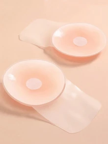 1pair Silicone Breast Lift Tape & Nipple Paste, Invisible Adhesive Bra Pads For Summer - Apricot - View 2