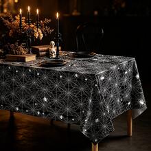 1/3pcs Black Spider Web Disposable Plastic Tablecloth, Halloween Tablecloth, Spider Web Tablecloth, Black Spider Web Tablecloth, Suitable For Halloween Party Decoration, Gift, Dining Table Decor, 54x108inch - Multicolor - View 3