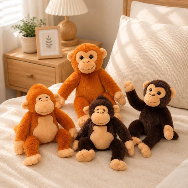 1pc Cute Rainforest Monkey Plush Doll, Soft Stuffed Doll, Realistic Rainforest Capuchin Monkey Golden Monkey Plush Doll, Home Decor, Birthday Gift, Halloween Christmas Gift