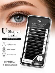 Winky Beauty امتدادات رموش على شكل حرف U ثلاثية الأبعاد/رباعية الأبعاد/خماسية الأبعاد، امتدادات رموش مخملية حريرية جديدة على شكل حرف U وحرف W مزهرة، مجموعات رموش مسبقة الصنع بزاوية ضيقة، امتدادات رموش فرو المنك خفيفة الوزن وهشة 12 صفًا - مشاهدة 1