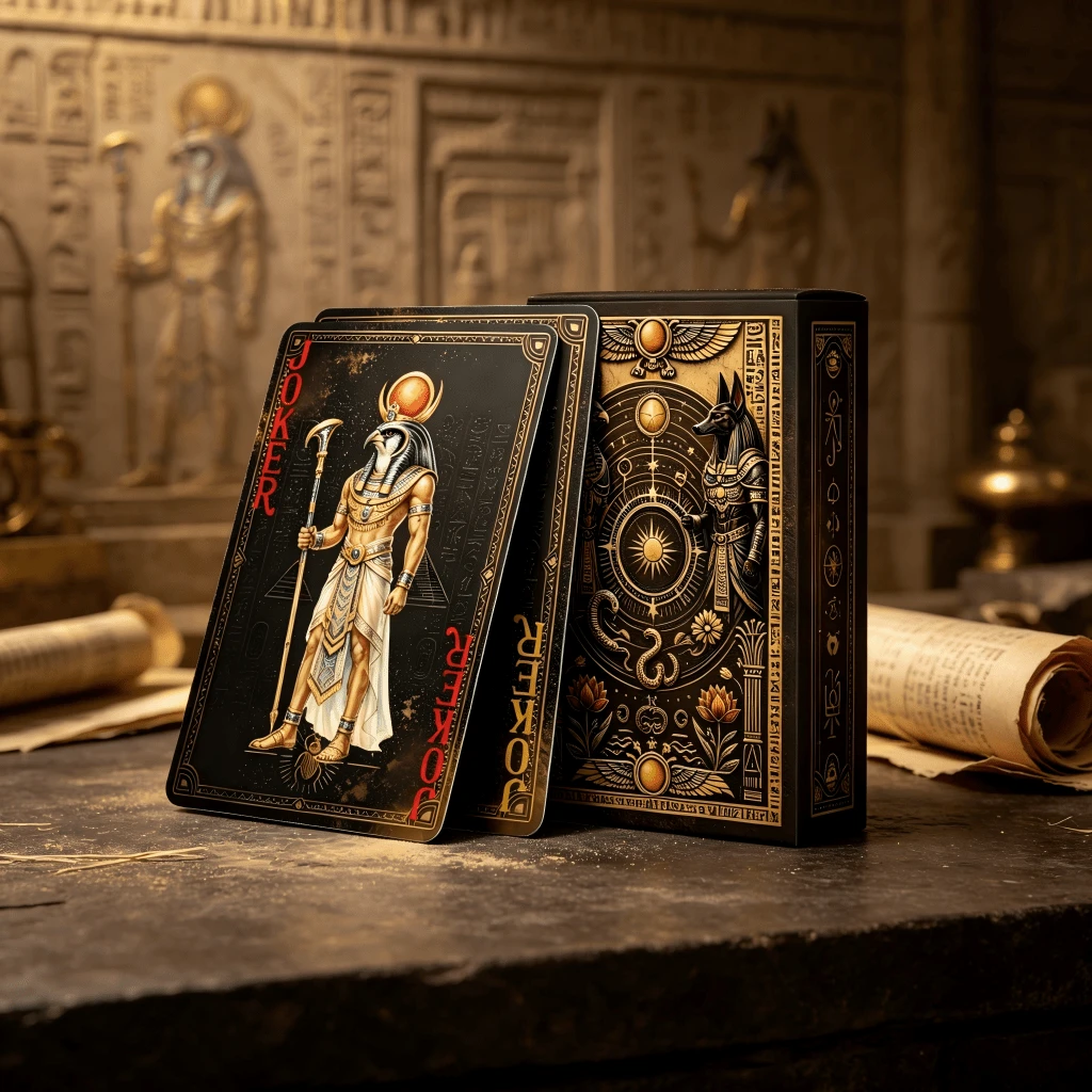Luxury Black & Gold Poker Cards, Vintage Ancient Egyptian Theme Playing Cards, Ancient Egyptian Elements, Suitable For Tabletop Games, Display & Collection - Multicolor - View 1