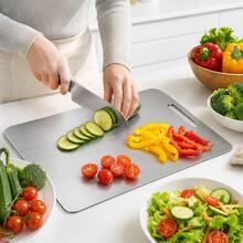 3pcs/1pc Titanium Alloy Cutting Board, Titanium Alloy Kitchen Cutting Board, 304 Stainless Steel Cutting Board Suitable For Meat, Fruits And Vegetables - Silver - View 3