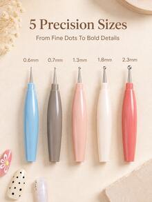 5-In-1 Nail Art Dotting Tool, Multi-Size Ball Tip Dotting Pen For Flower & Polka Dot Designs, DIY Manicure Nail Painting Tool For Gel Acrylic Nails, Portable Nail Art Accessory For Beginners, Home & Salon - Multicolor - View 5
