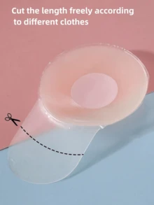 1pair Silicone Breast Lift Tape & Nipple Paste, Invisible Adhesive Bra Pads For Summer - Apricot - View 7