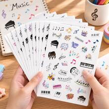 10 Sheets Cartoon Music Doodle Stickers Featuring Treble Clef, Various Musical Notes, Triangle Piano, Electronic Keyboard, Accordion, Saxophone, Keyboard And Other Musical Instrument Patterns, Easy To Peel And Remove, Suitable For Music Score Decoration, Classroom Rewards, Stationery Craft Materials, Music Theme Events - Multicolor - View 1