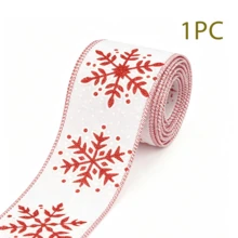2 Rolls 63mm X 5 Yards Christmas Wired Edge Snowflake Holiday Gift Wrapping Ribbon, Christmas Wreath Bow Making Ribbon, Winter Burlap Craft Decorative Ribbon, Red And White Color, Suitable For Gift Wrapping And Handmade Crafts - Multicolor - View 14