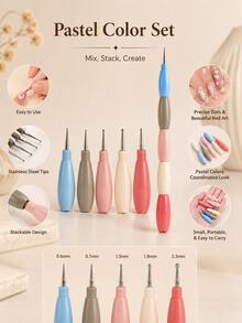 5-In-1 Nail Art Dotting Tool, Multi-Size Ball Tip Dotting Pen For Flower & Polka Dot Designs, DIY Manicure Nail Painting Tool For Gel Acrylic Nails, Portable Nail Art Accessory For Beginners, Home & Salon - Multicolor - View 9