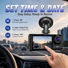 3 Channel Dash Cam 1080P Front, Triple Car Camera With IR Night Vision, Loop Recording - A - View 9