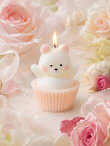 Sweet Bear Decorative Scented Candle, Handmade 3D Cupcake Design, Soft Vanilla Inspired Aroma And Warm Glow, Charming Tabletop Decor, Suitable For Birthday, Wedding, Tea Party, Dinner, Photo Prop, Romantic Celebration, Friendship Gift, Holiday Surprise - Multi-fragrance - View 16