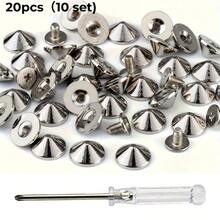cgelaero 100/200pcs Pointed Double-Head Rivets And Round-Head Rivets, Multiple Sizes, Punk Style Rivets For DIY Shoes, Bags, Clothing Accessories - Multicolor - View 9