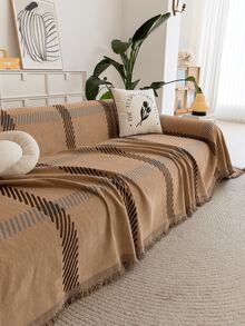 1pc Modern All-Season Chenille Sofa Cover, Pet-Friendly Anti-Scratch Sofa Slipcover, Washable, Perfect For Home Decor - Khaki - View 6