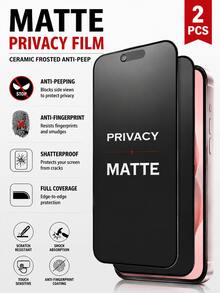 Matte Frosted Privacy Screen Protector, Compatible With IPhone 18 Pro Max, Anti-Peeping Accessory, Anti-Glare Anti-Fingerprint Film, Compatible With Phone Cases, Easy Installation No Bubbles, Smooth Touch, Compatible With IPhone 17 Pro Max/17 Pro/17 Air/17E/16/15/14 Plus/13 Mini/12/11 Series - Black - View 10