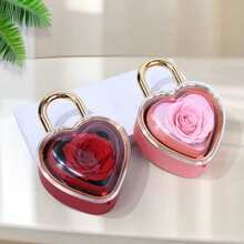 Heart-Shaped Rotating Jewelry Box With Soap Rose Flower, Rotating Heart Ring Gift Box, Valentine's Day Birthday Gift For Her/Girlfriend/Wife, Commemorative Storage Box (Jewelry Not Included) - Multicolor - View 3